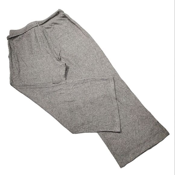Lauren Conrad Grey High Rise Belted Wide Leg Slit Knit Pants Large - Picture 8 of 14